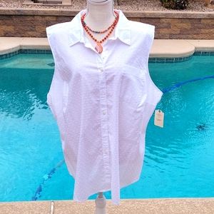 🆕️ St John's Bay Classic white sleeveless shirt, size 3X